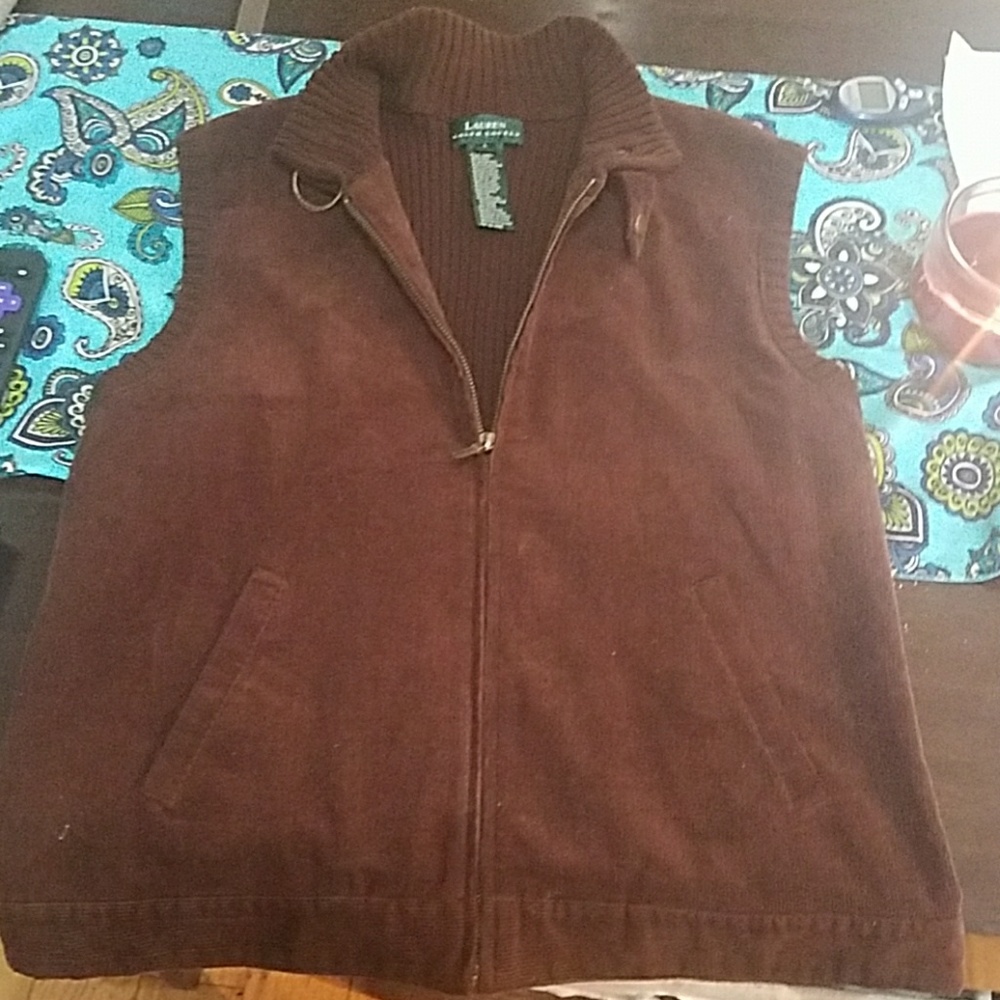 Ralph Lauren- Brown Zip Front Vest